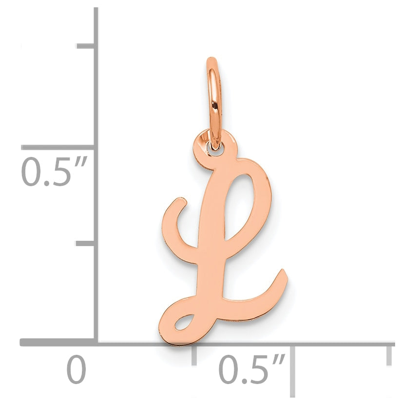 14k Rose Gold Small Script Letter L Initial Charm