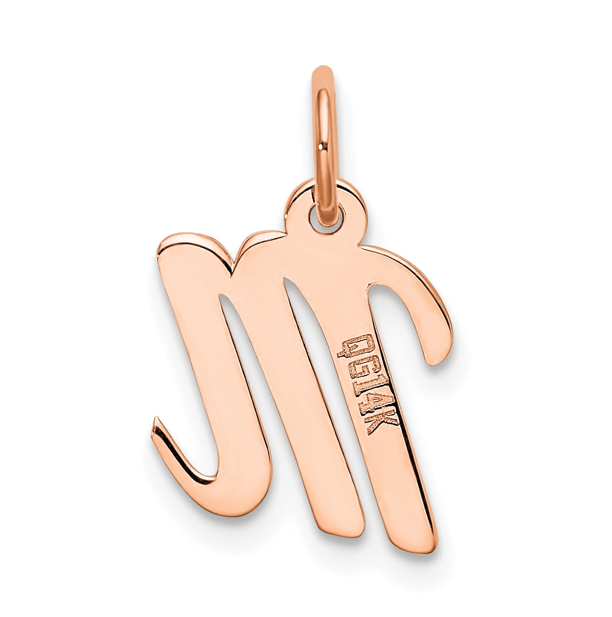 14k Rose Gold Small Script Letter M Initial Charm
