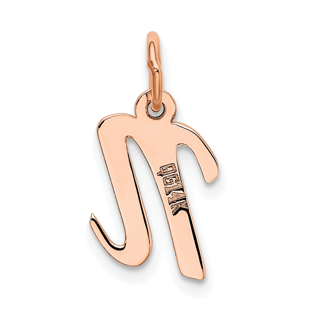 14k Rose Gold Small Script Letter N Initial Charm