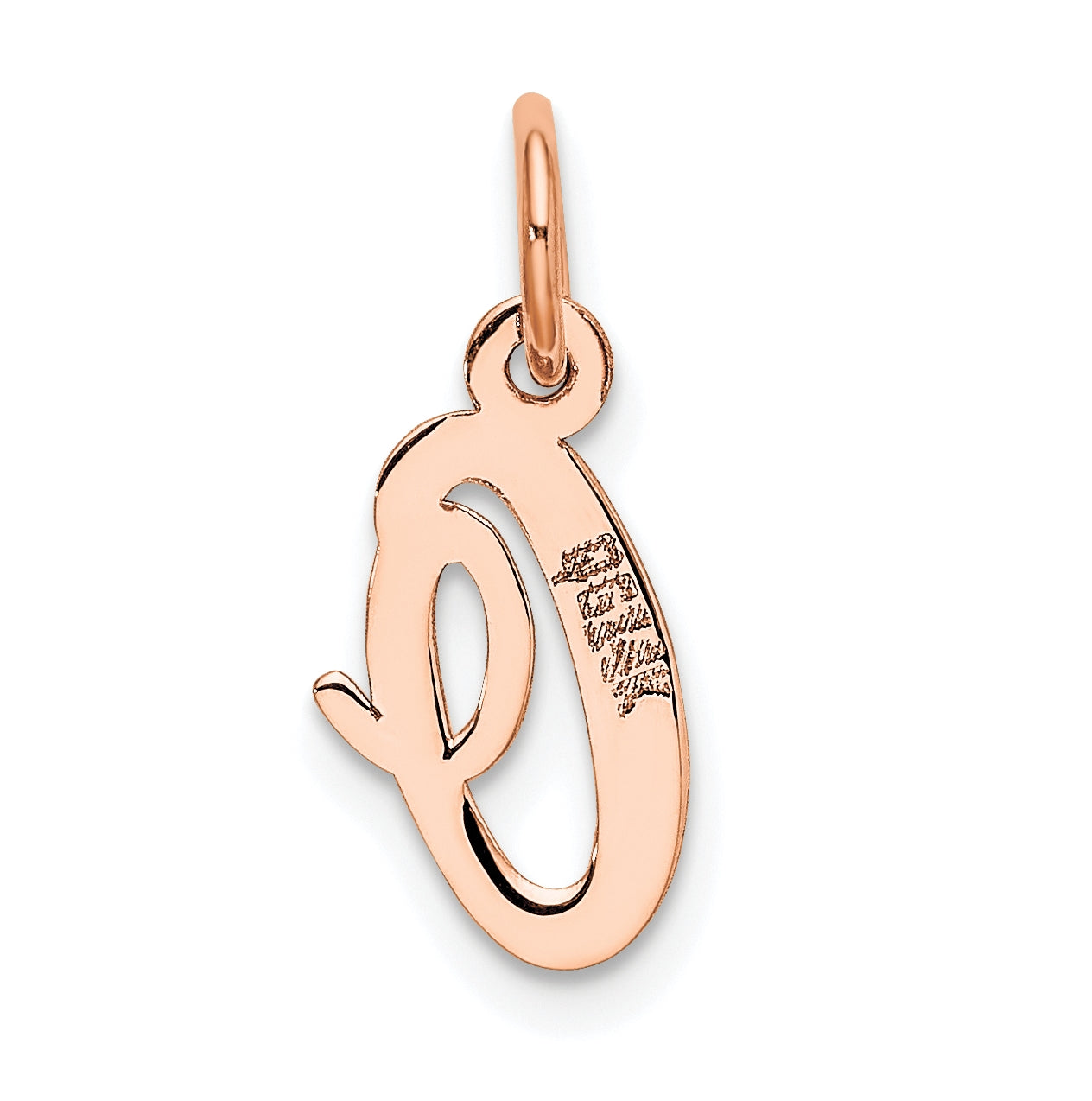 14k Rose Gold Small Script Letter O Initial Charm