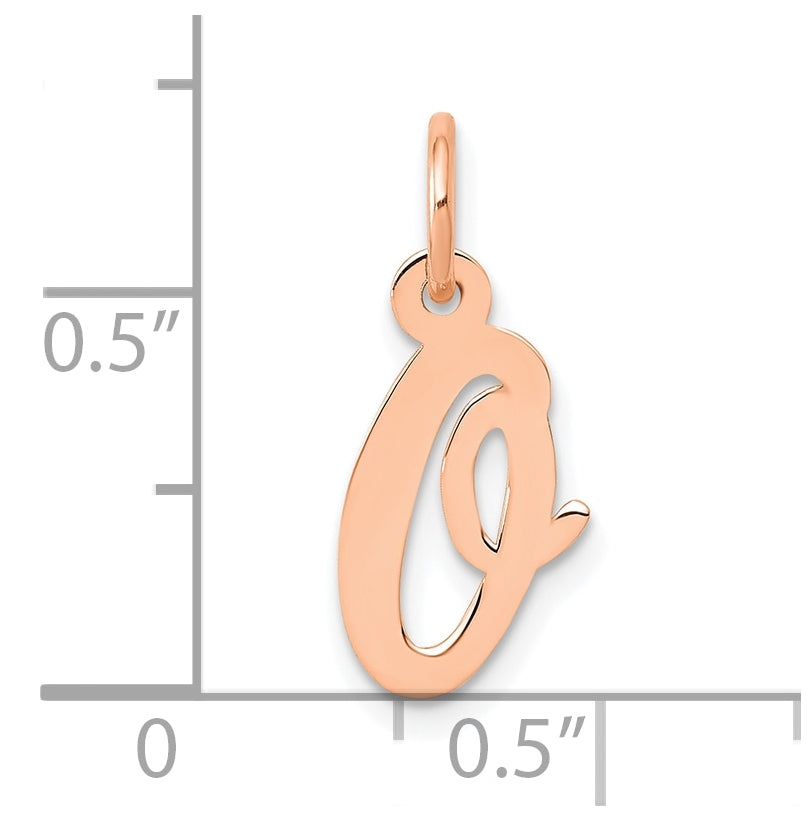 14k Rose Gold Small Script Letter O Initial Charm