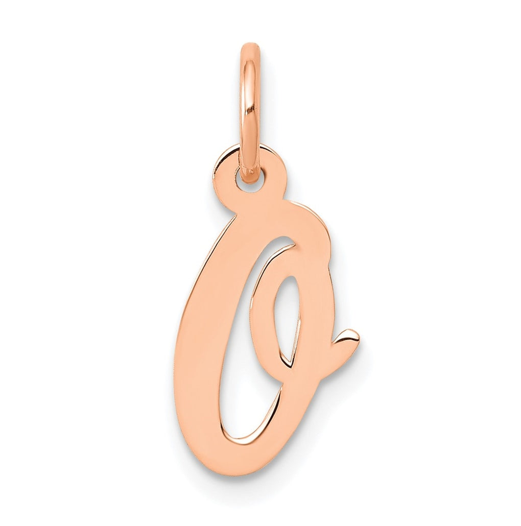 14k Rose Gold Small Script Letter O Initial Charm