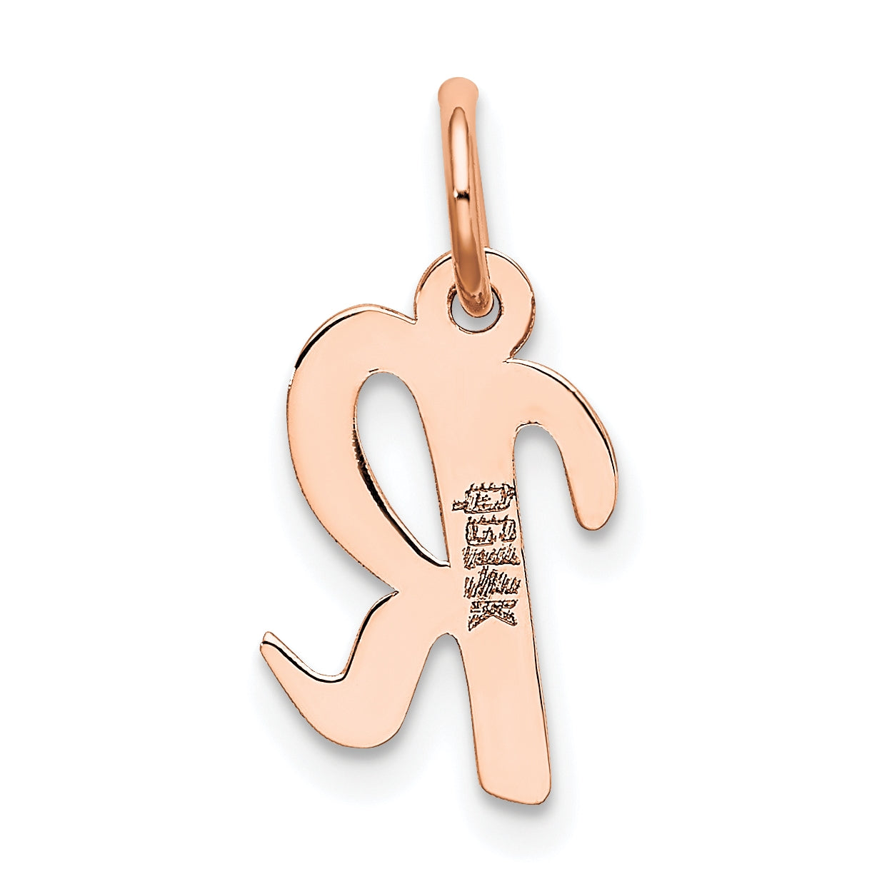 14k Rose Gold Small Script Letter R Initial Charm