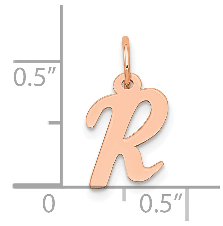 14k Rose Gold Small Script Letter R Initial Charm