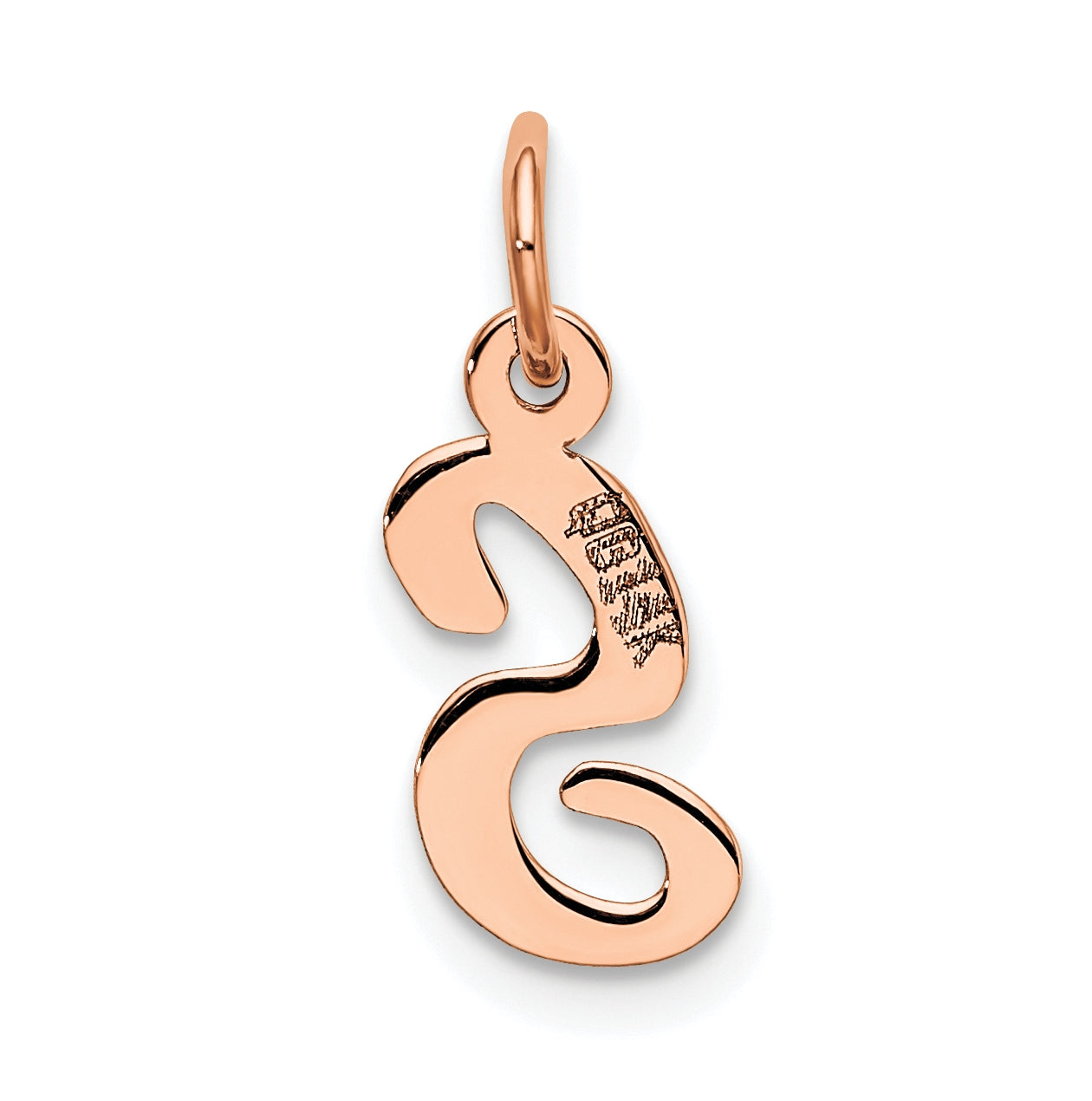 14k Rose Gold Small Script Letter S Initial Charm