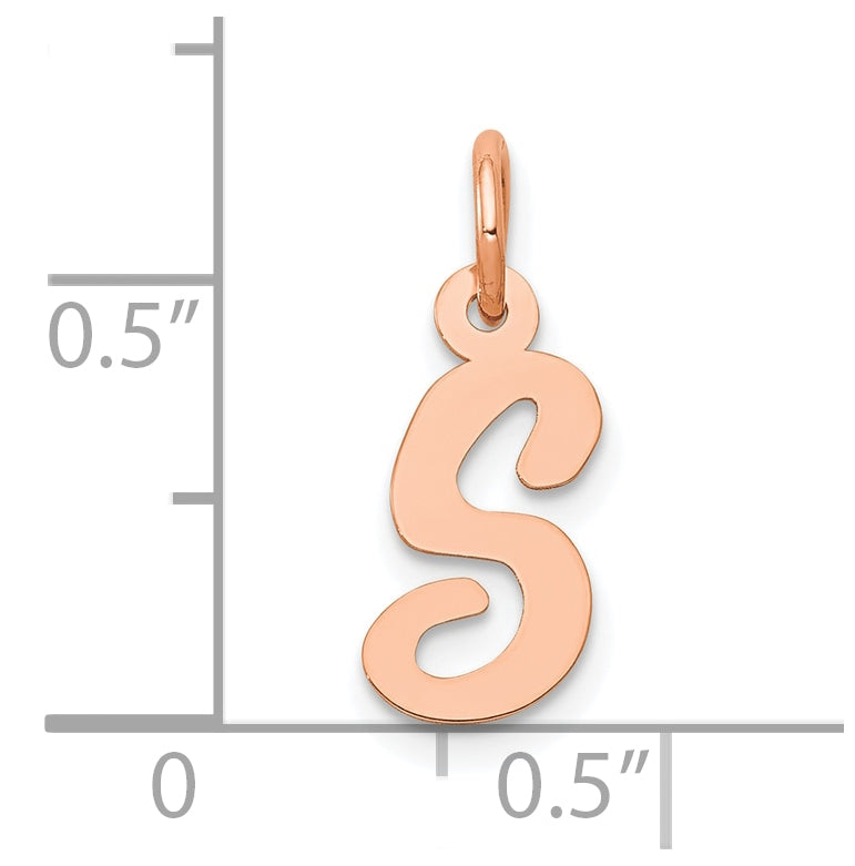 14k Rose Gold Small Script Letter S Initial Charm