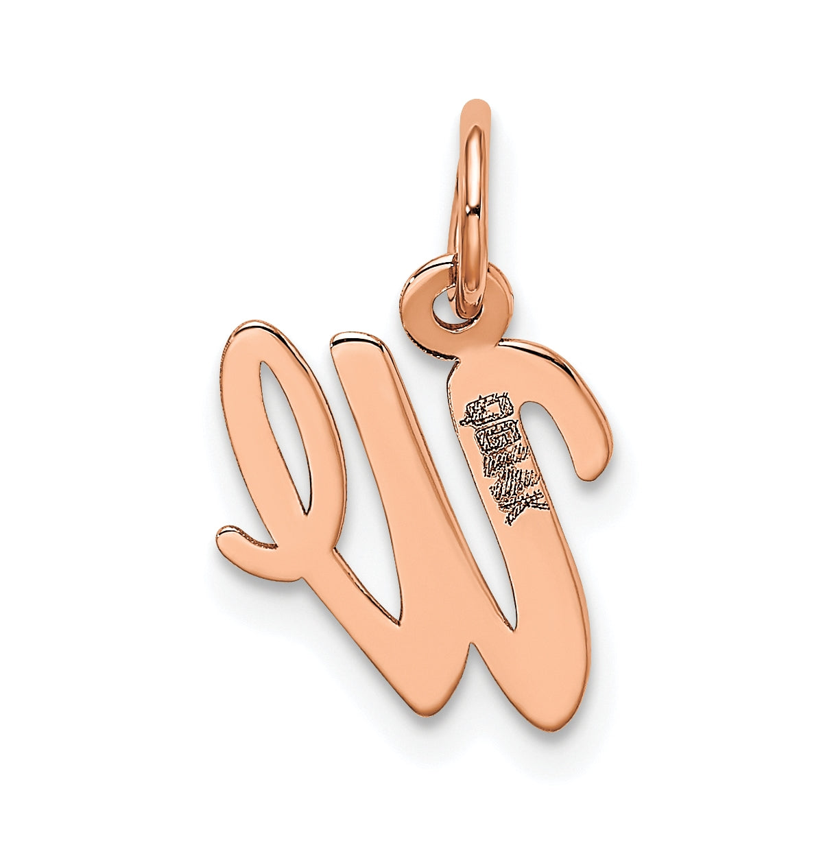 14k Rose Gold Small Script Letter W Initial Charm