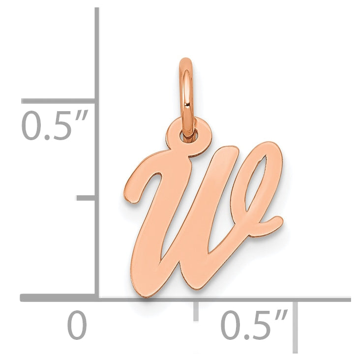 14k Rose Gold Small Script Letter W Initial Charm