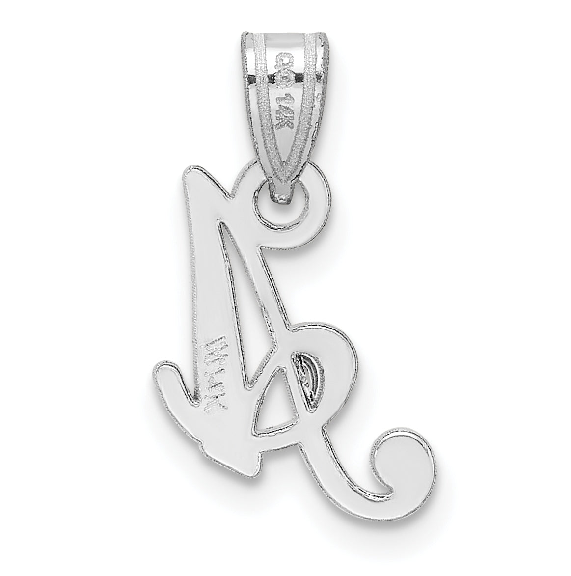 14KW White Gold Script Letter A Initial Pendant