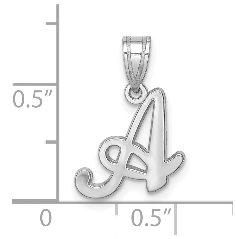 14KW White Gold Script Letter A Initial Pendant
