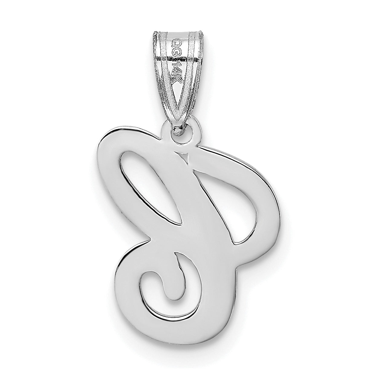 14KW White Gold Script Letter C Initial Pendant