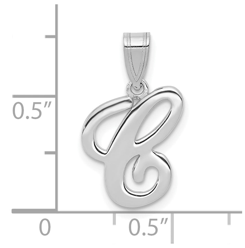 14KW White Gold Script Letter C Initial Pendant