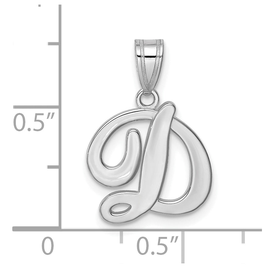 14KW White Gold Script Letter D Initial Pendant