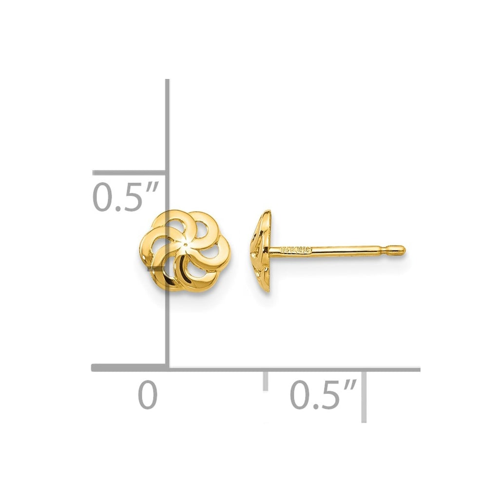 14K Yellow Gold Polished Flower Post Earrings – Elegant Jewelry Gift for Birthday, Anniversary, Engagement, Wedding