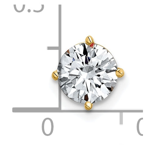 14K Yellow Gold 1ct. 6.5mm Round D E F Pure Light Moissanite Solitaire Chain Slide