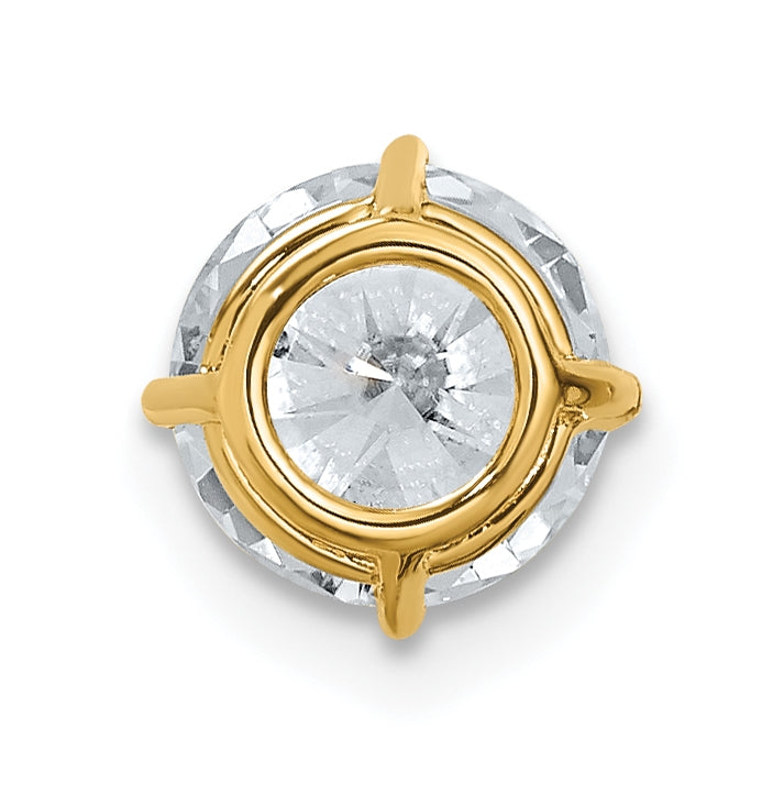14K Yellow Gold 1.50ct. 7.5mm Round G H I True Light Moissanite Solitaire Chain Slide
