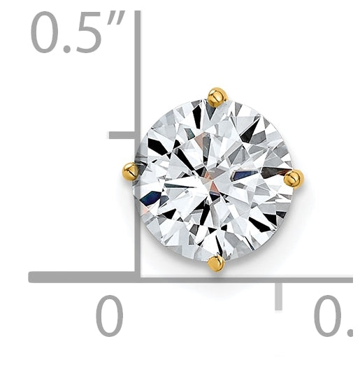 14K Yellow Gold 1.50ct. 7.5mm Round D E F Pure Light Moissanite Solitaire Chain Slide