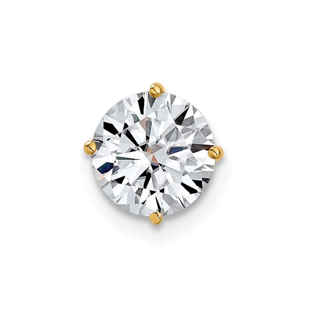 14K Yellow Gold 1.50ct. 7.5mm Round G H I True Light Moissanite Solitaire Chain Slide