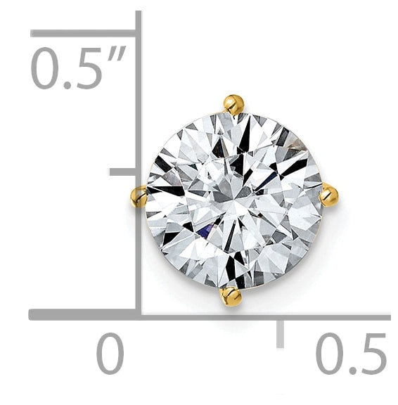 14K Yellow Gold 2ct. 8.0mm Round D E F Pure Light Moissanite Solitaire Chain Slide