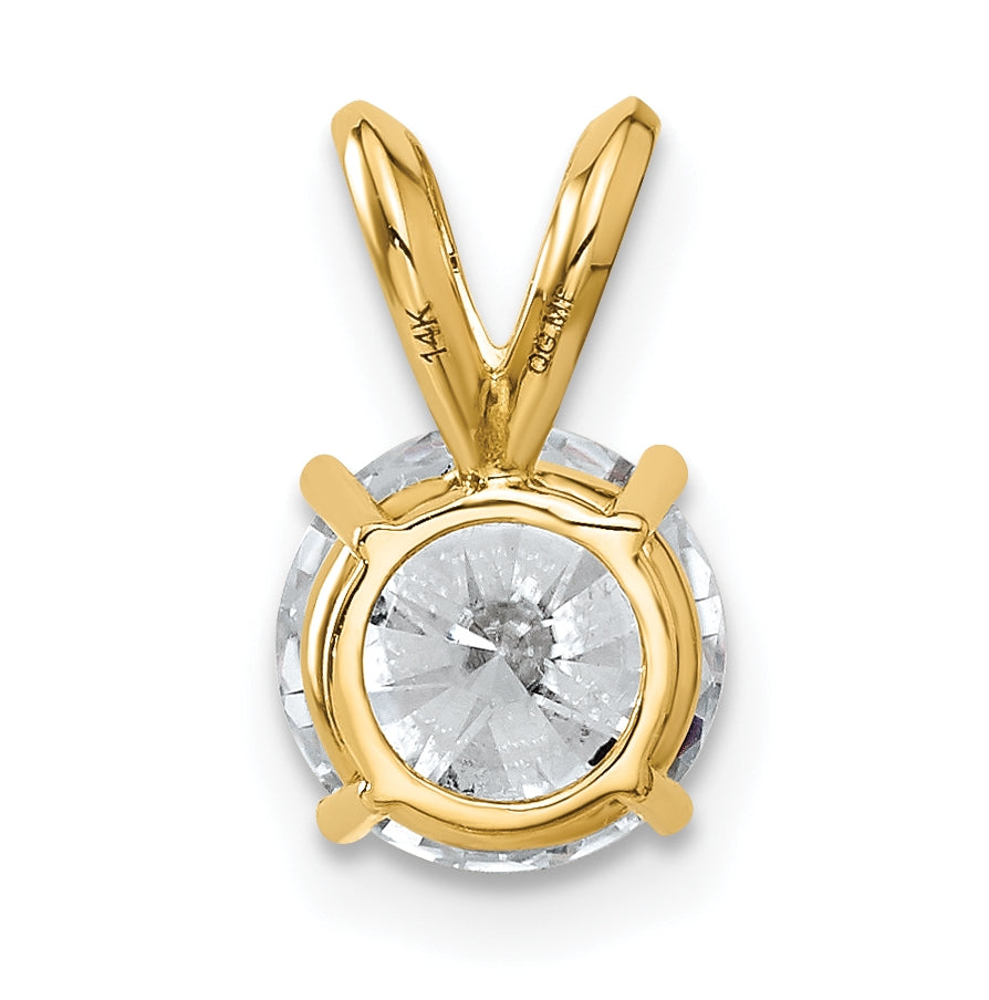 14K Yellow Gold 1.5ct. 7.5mm Round G H I True Light Moissanite Solitaire Pendant