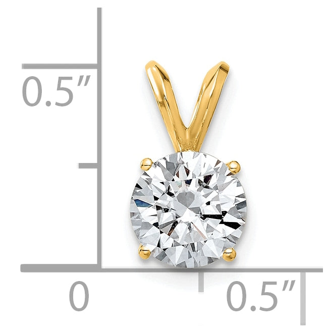 14K Yellow Gold 1.5ct. 7.5 mm Round DEF Pure Light Moissanite Solitaire Pendant