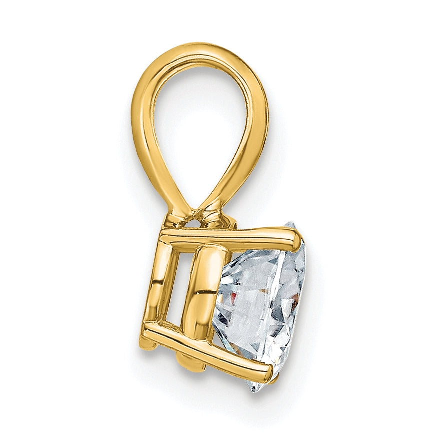 14K Yellow Gold 2ct. 8.0mm Round G H I True Light Moissanite Solitaire Pendant