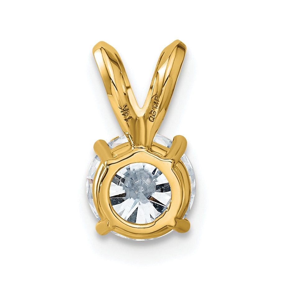 14K Yellow Gold 2ct. 8.0mm Round G H I True Light Moissanite Solitaire Pendant