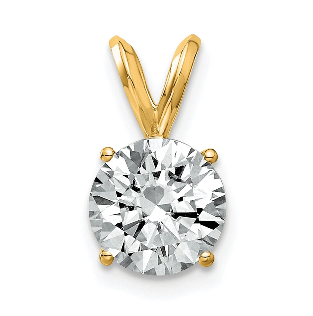 14K Yellow Gold 2ct. 8.0mm Round G H I True Light Moissanite Solitaire Pendant
