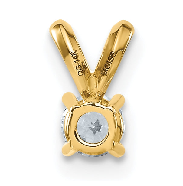 14K Yellow Gold 1/4ct. 4.0 mm Round DEF Pure Light Moissanite Solitaire Pendant