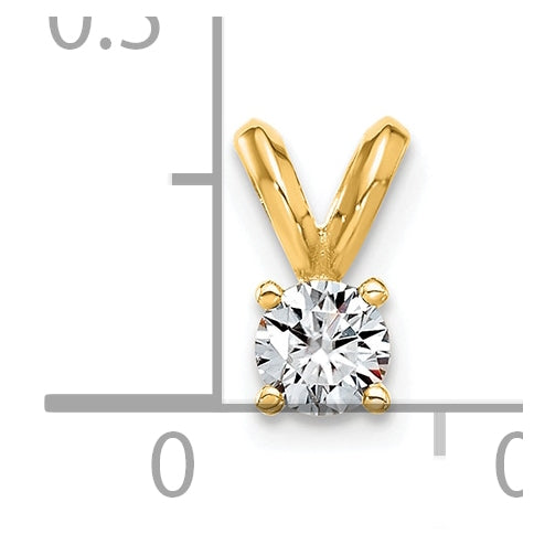 14K Yellow Gold 1/4ct. 4.0 mm Round DEF Pure Light Moissanite Solitaire Pendant