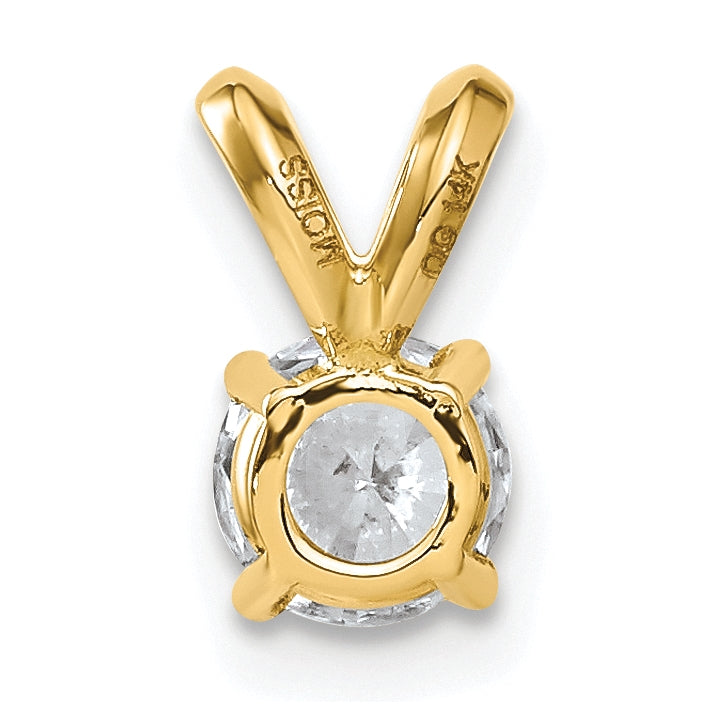 14K Yellow Gold 1/2ct. 5.0mm Round G H I True Light Moissanite Solitaire Pendant