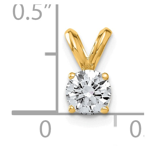14K Yellow Gold 1/2ct. 5.0mm Round G H I True Light Moissanite Solitaire Pendant
