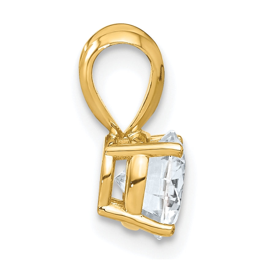 14K Yellow Gold 1ct. 6.5 mm Round DEF Pure Light Moissanite Solitaire Pendant