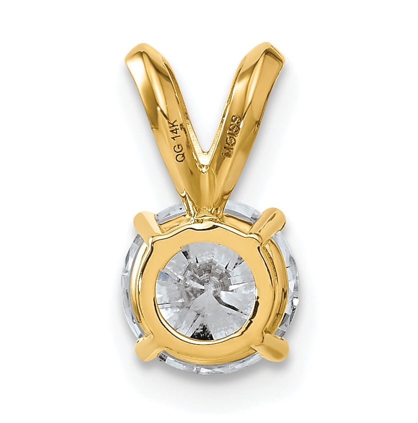 14K Yellow Gold 1ct. 6.5 mm Round DEF Pure Light Moissanite Solitaire Pendant