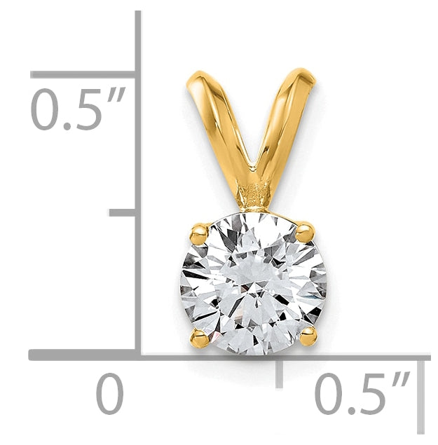 14K Yellow Gold 1ct. 6.5 mm Round DEF Pure Light Moissanite Solitaire Pendant