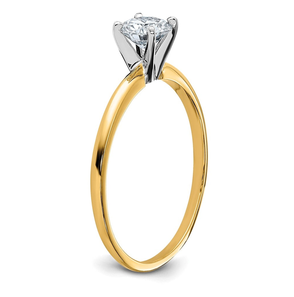14k Two-tone 1/2 carat Lab Grown Diamond VS/SI+ G+ Round Complete Solitaire Engagement Ring