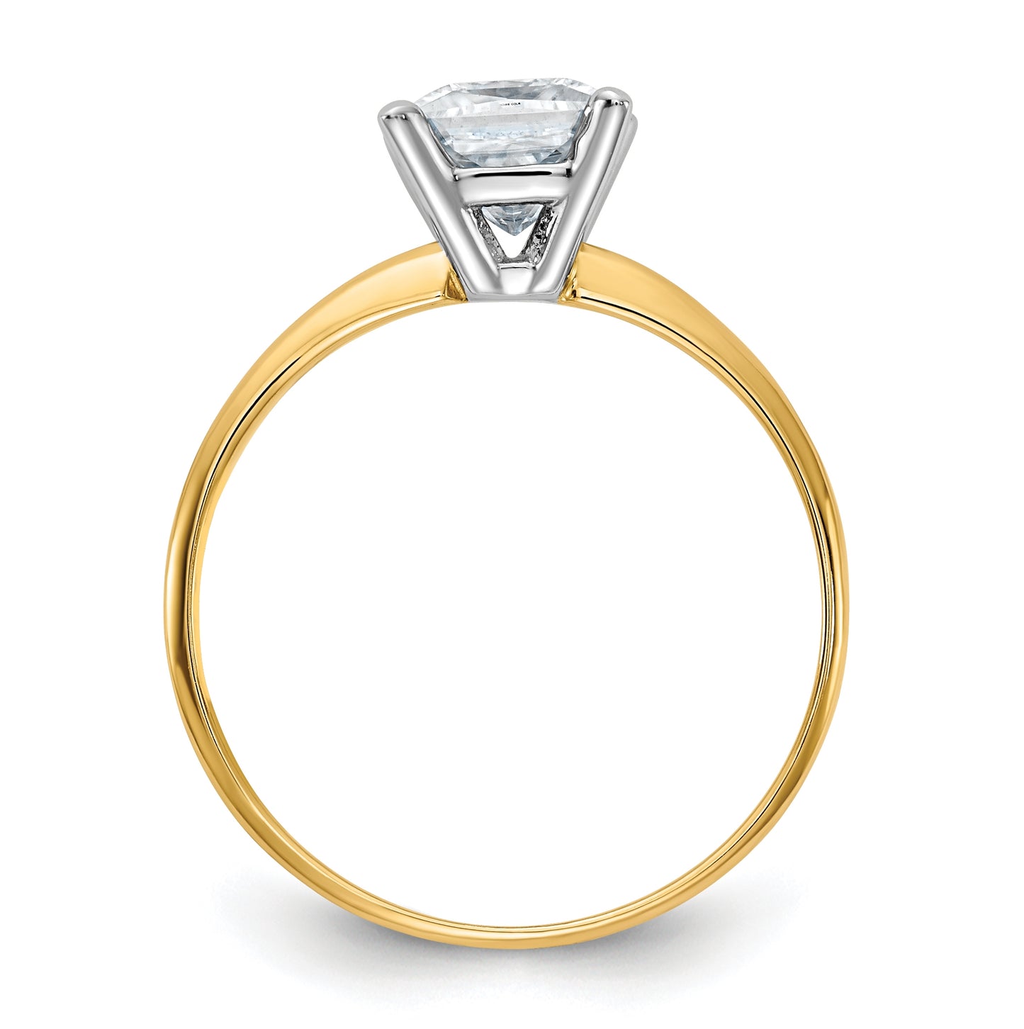 14K Yellow Gold 1ct. D E F Pure Light Princess Moissanite Solitaire Ring, Size 9