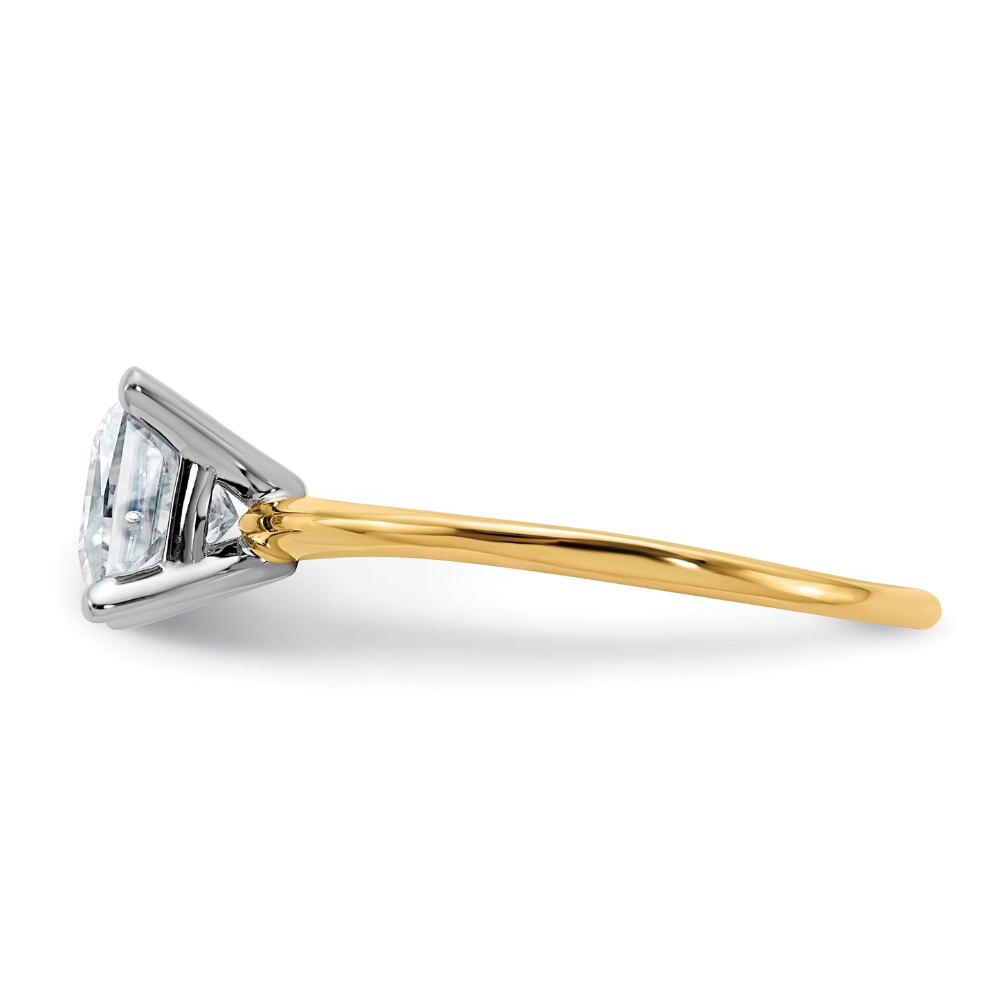 14K Yellow Gold 1ct. D E F Pure Light Princess Moissanite Solitaire Ring, Size 7