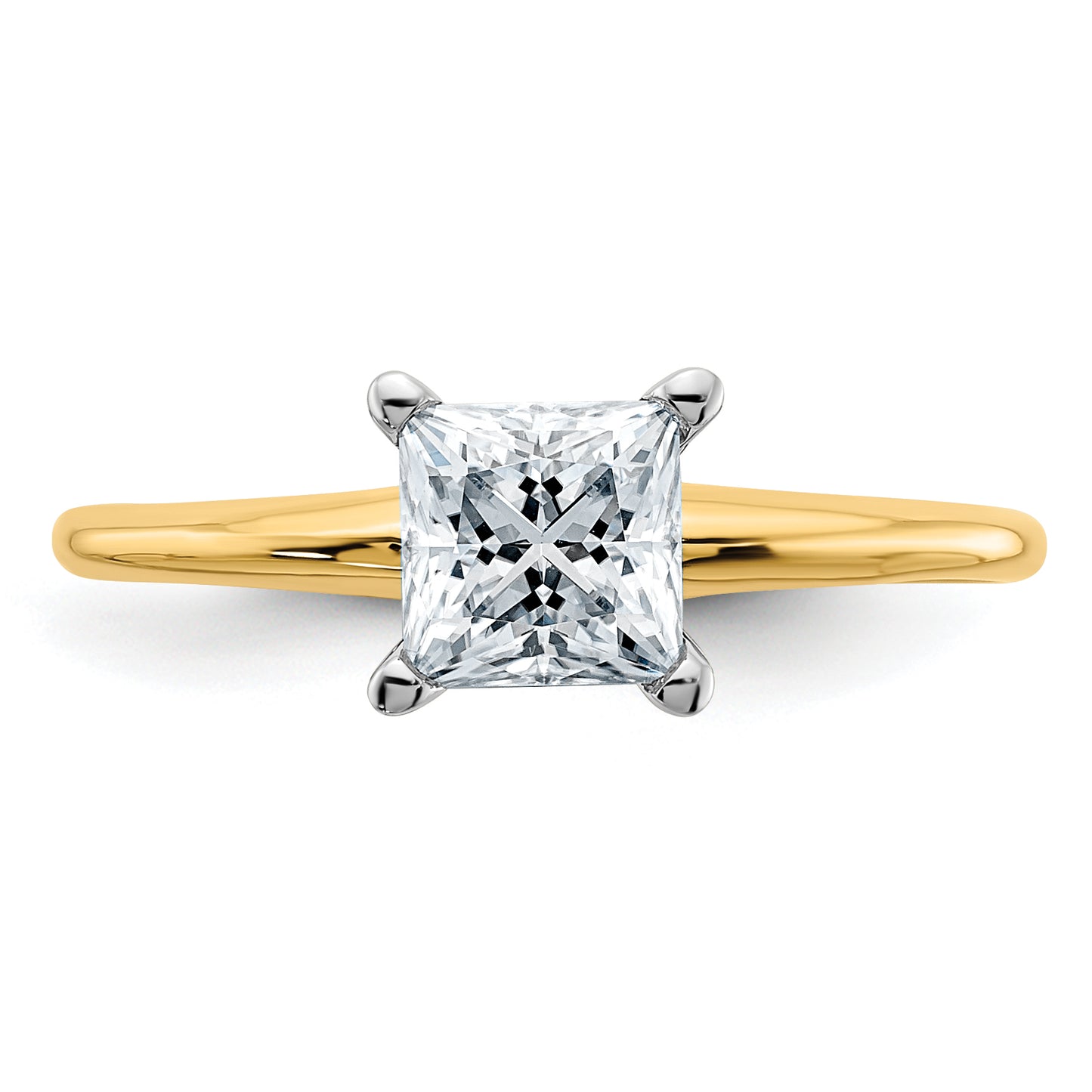 14K Yellow Gold 1ct. G H I True Light Princess Moissanite Solitaire Ring