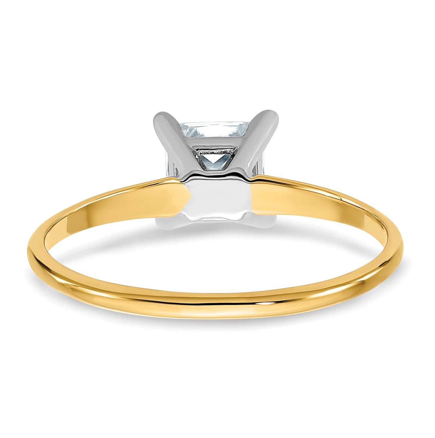 14K Yellow Gold 1ct. D E F Pure Light Princess Moissanite Solitaire Ring, Size 7