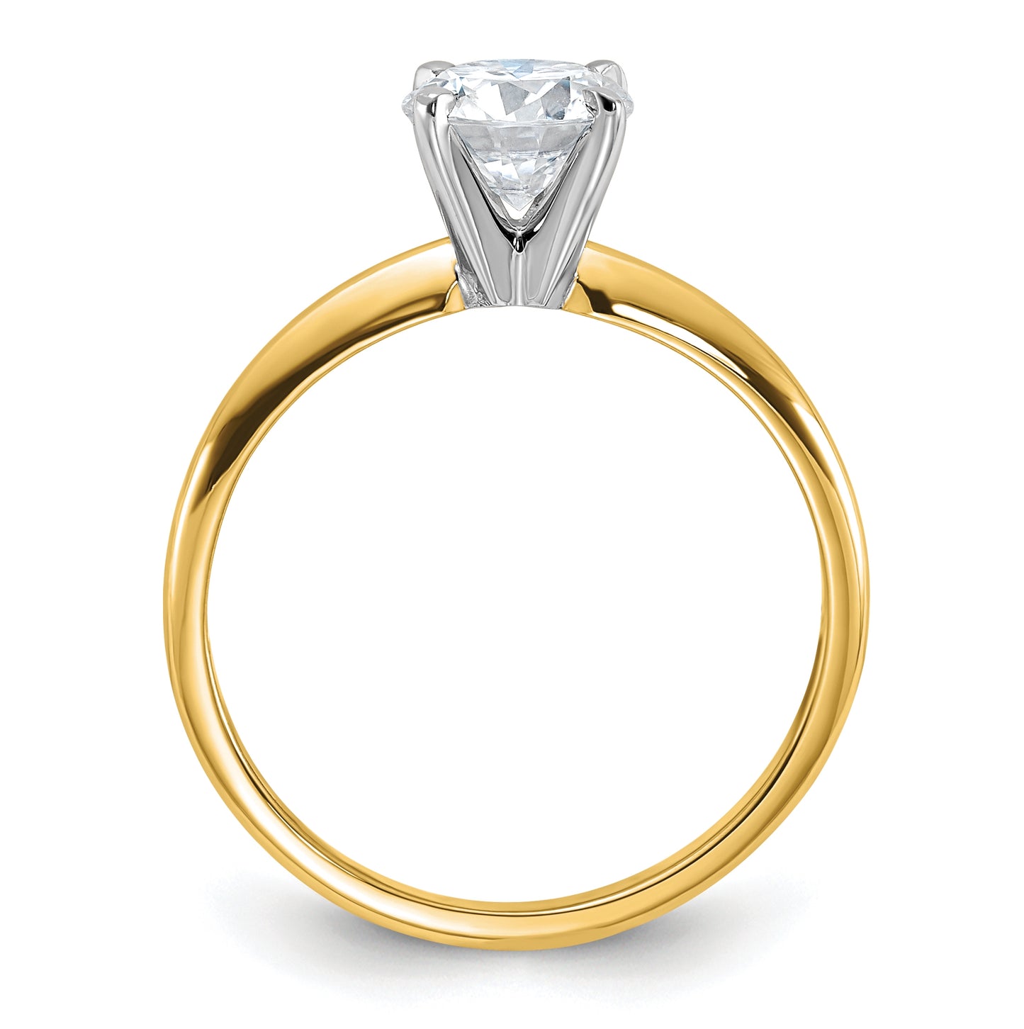 14K Yellow Gold 1ct. D E F Pure Light Round Moissanite Solitaire Ring, Size 6