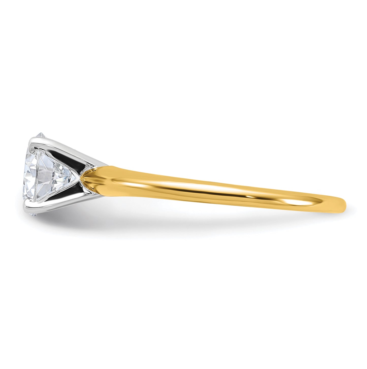 14K Yellow Gold 1ct. D E F Pure Light Round Moissanite Solitaire Ring, Size 6