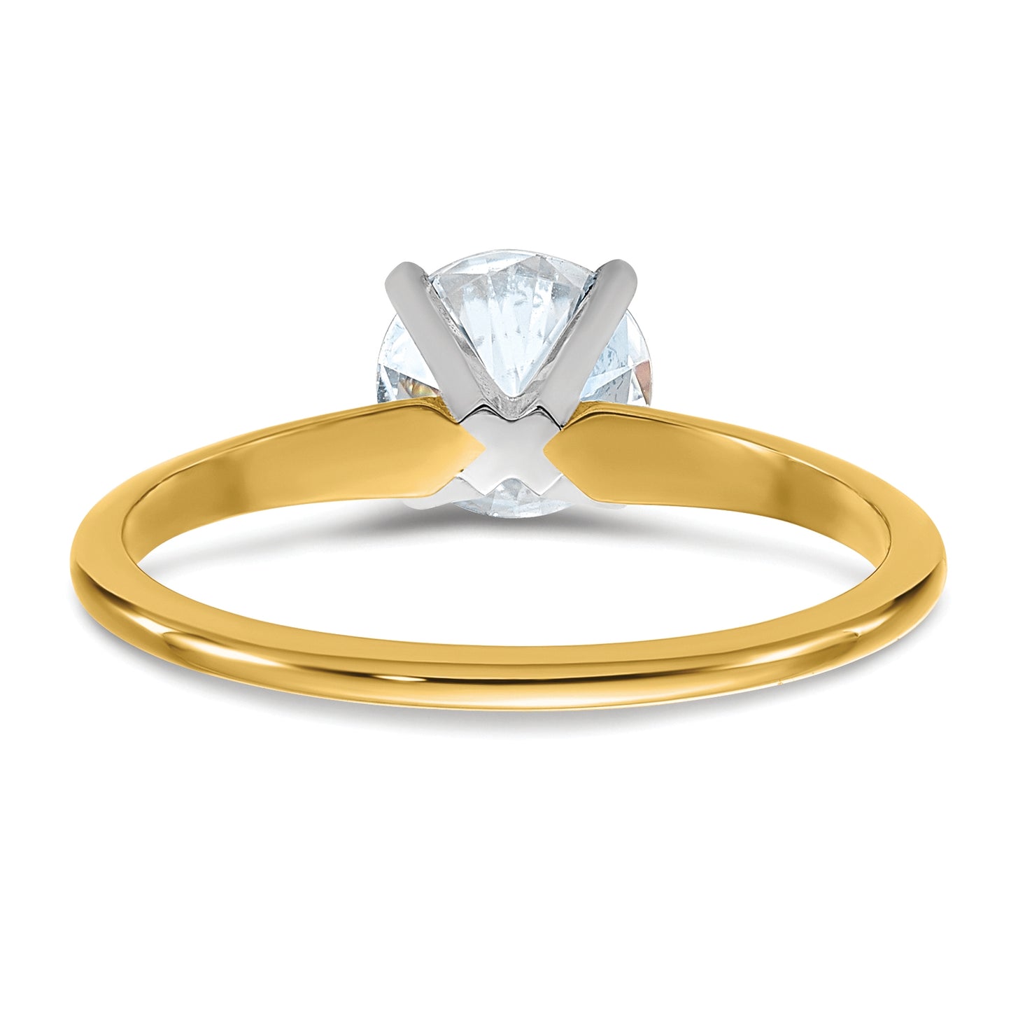 14K Yellow Gold 1ct. D E F Pure Light Round Moissanite Solitaire Ring, Size 8