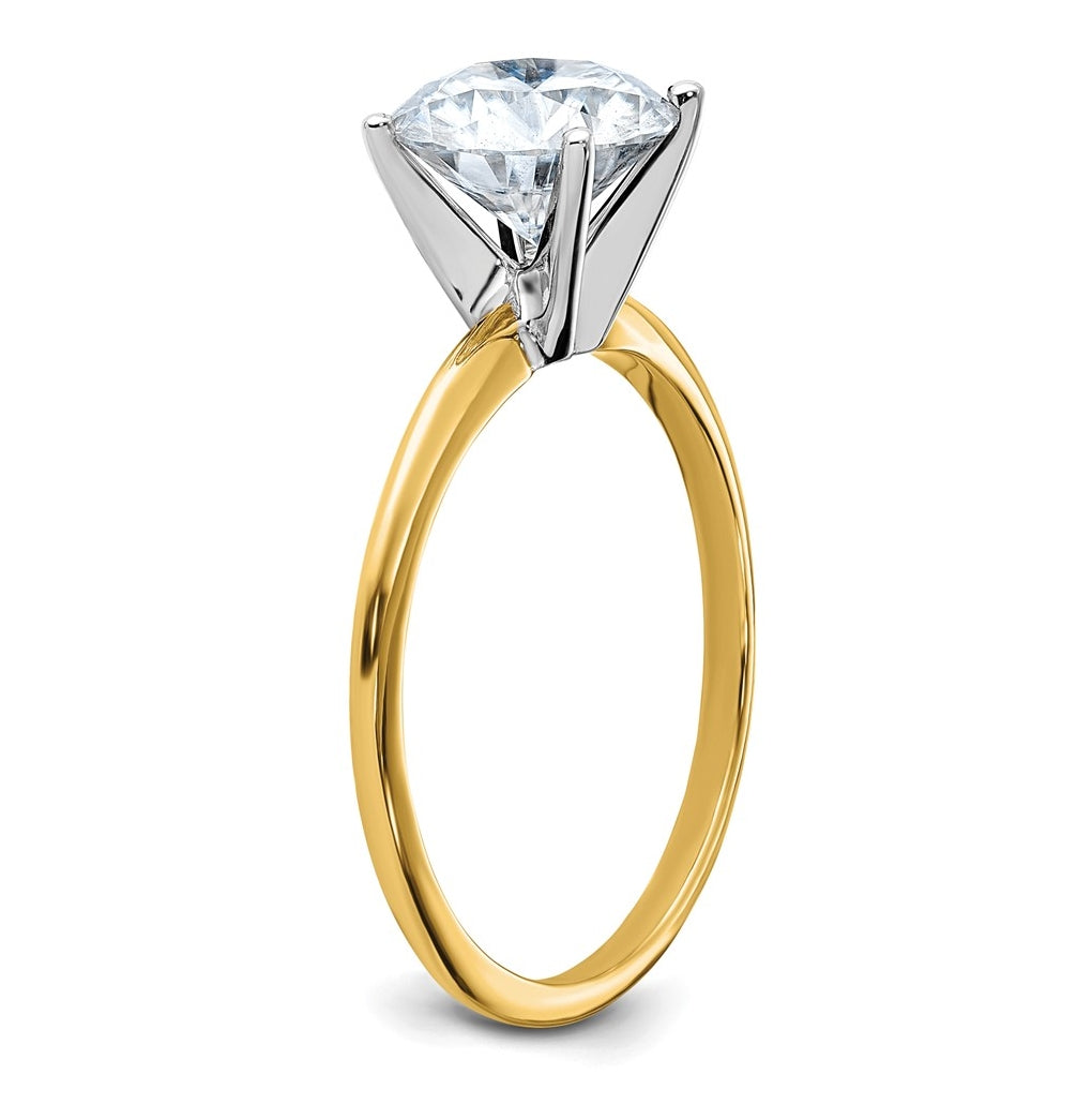 14k Two-tone 2 carat Lab Grown Diamond VS+ F+ Round Complete Solitaire Engagement Ring