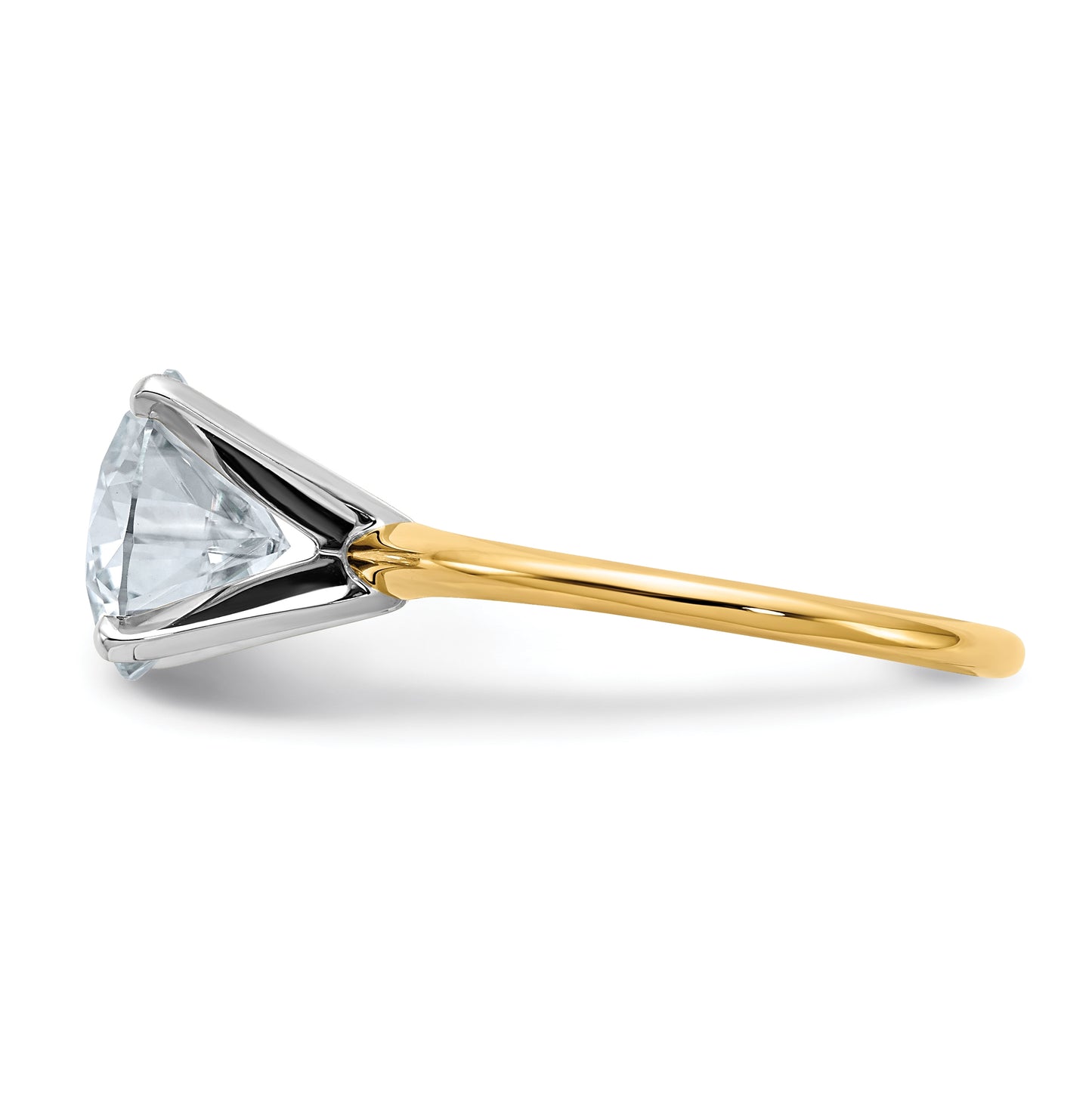 14K Yellow Gold 3ct. D E F Pure Light Round Moissanite Solitaire Ring, Size 8