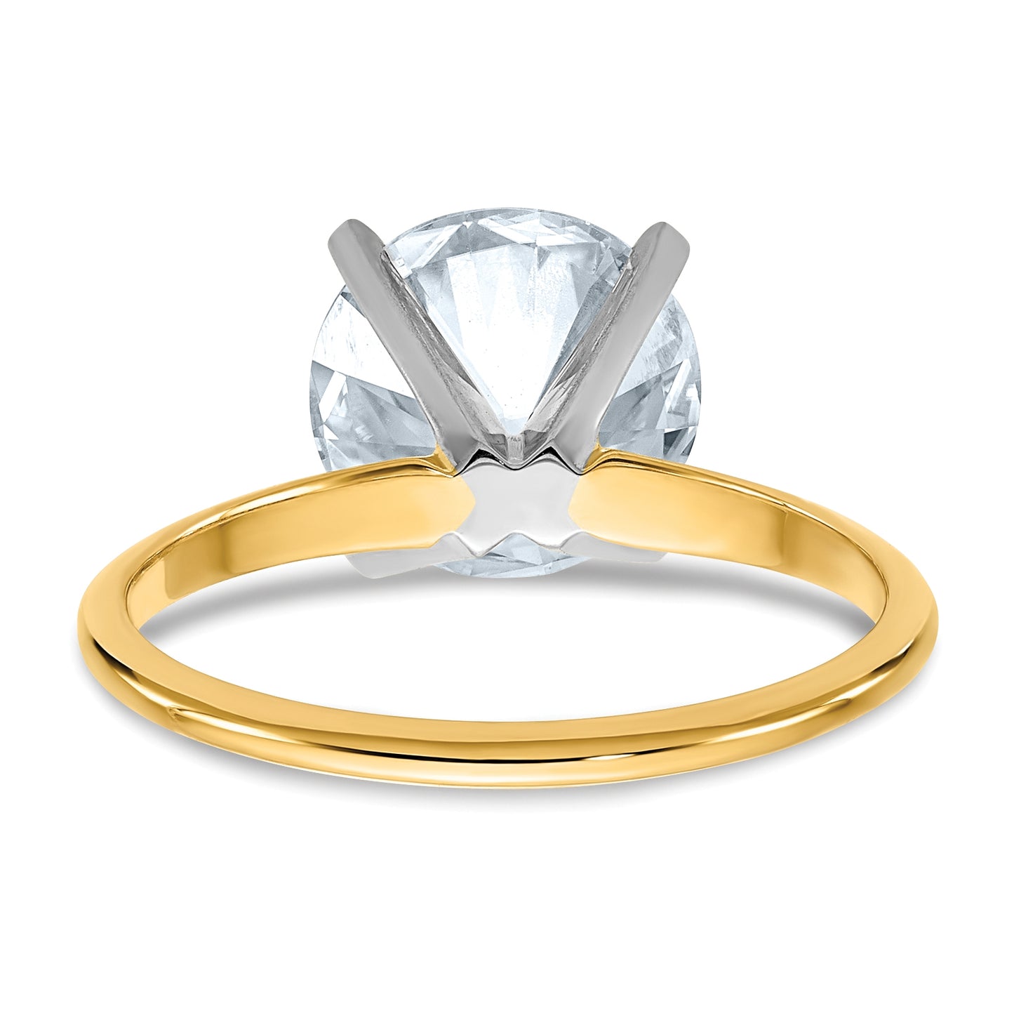14K Yellow Gold 3ct. D E F Pure Light Round Moissanite Solitaire Ring, Size 7