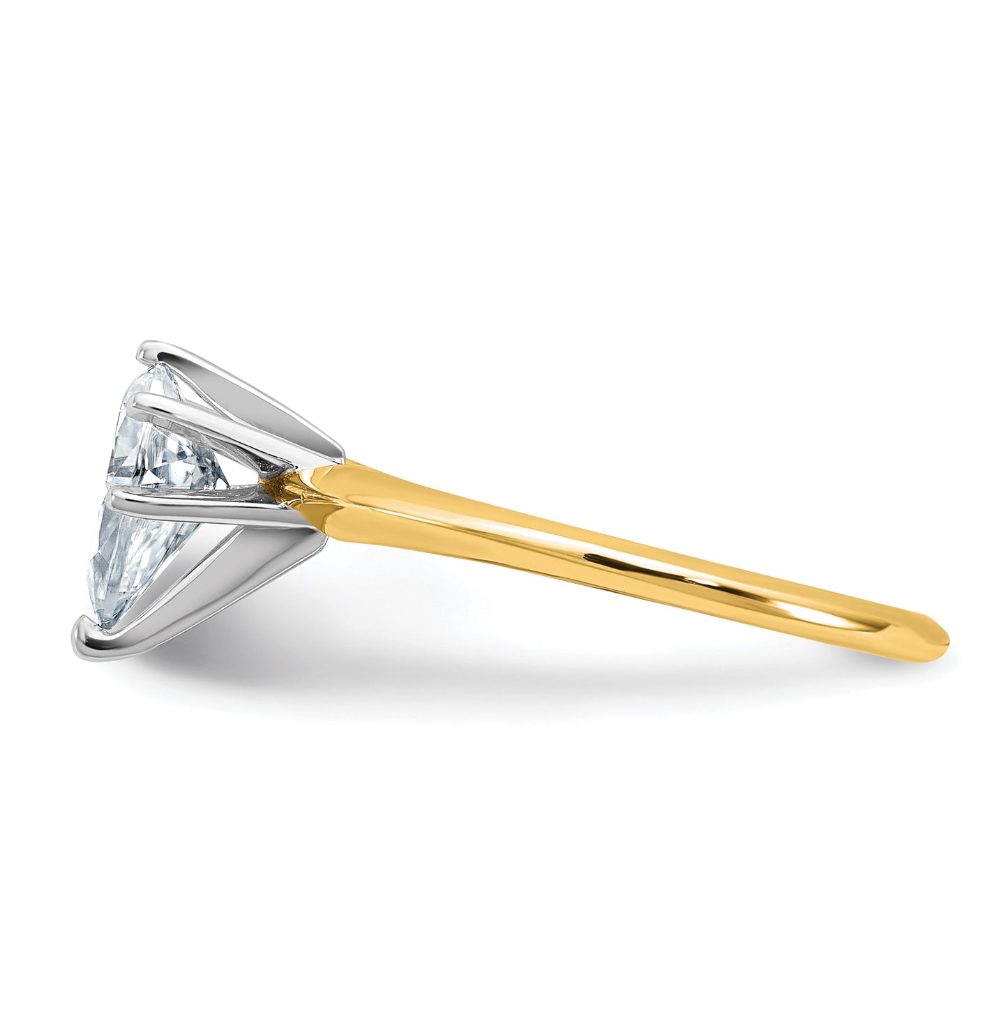 14K Yellow Gold 7/8ct. D E F Pure Light Pear Moissanite Solitaire Ring, Size 6
