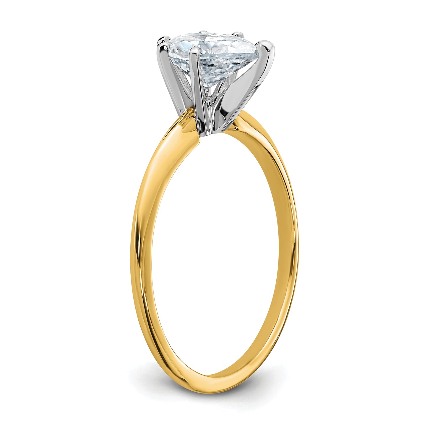 14K Yellow Gold 7/8ct. D E F Pure Light Pear Moissanite Solitaire Ring, Size 8