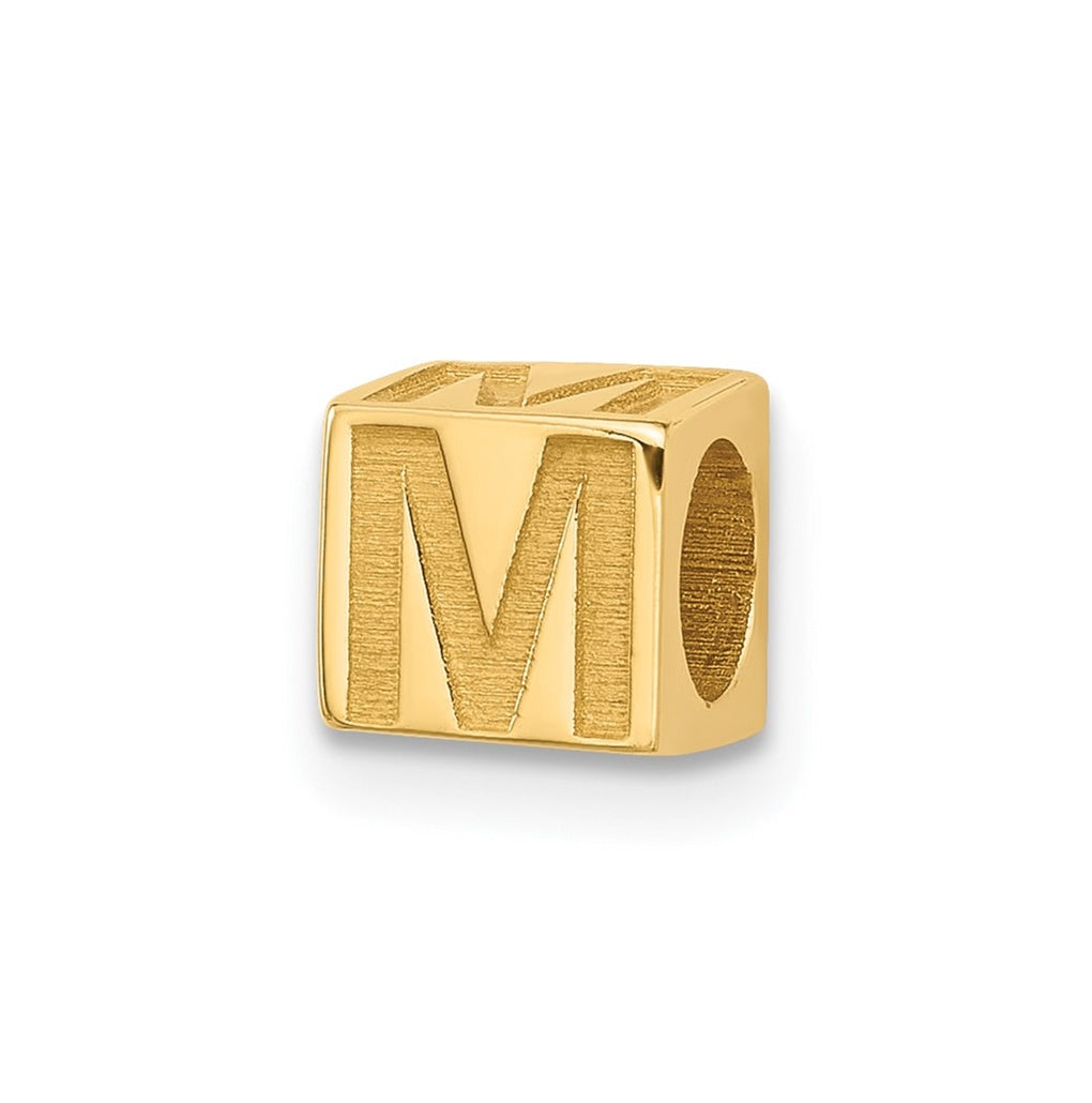 14K Yellow Gold Alphabet Bead Letter