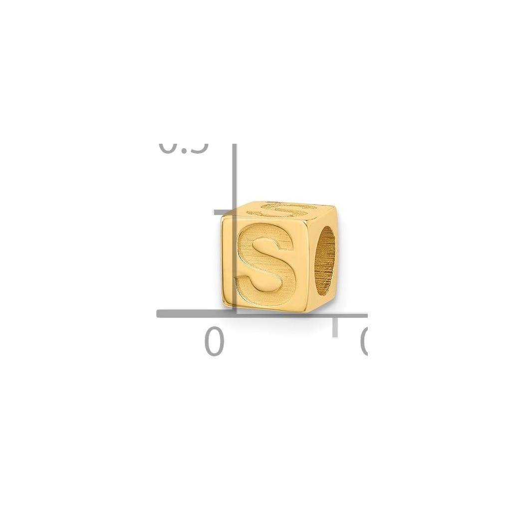 14K Yellow Gold Alphabet Bead Letter